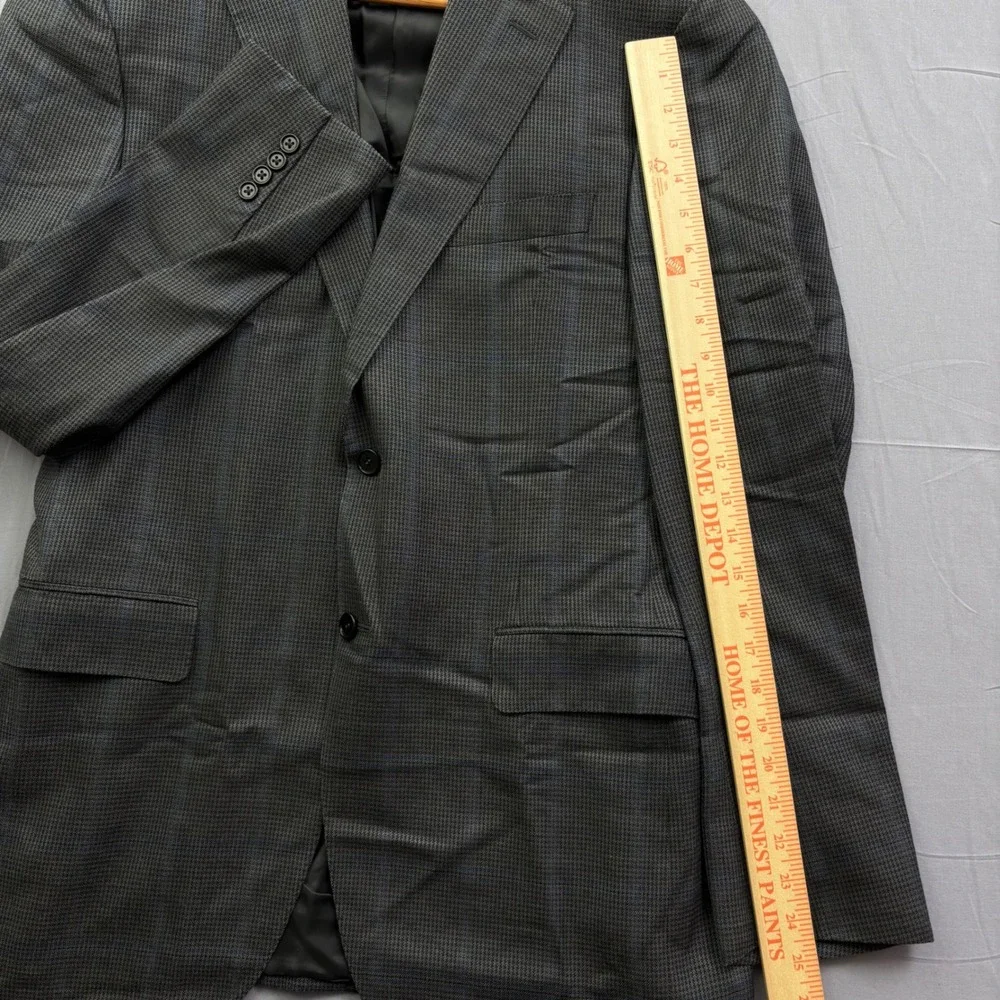 Canali Mens Grey Blue Glen Plaid Two Button Blazer Made in Italy US Size 40